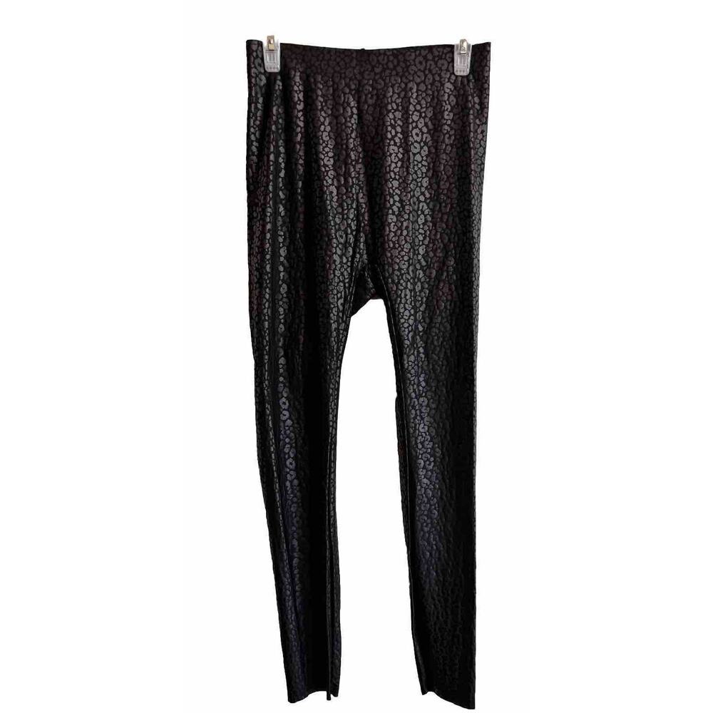 NWT Hue Women's Layering Hi Rise Leggings Sz L Black Leopard Print Cyber Grunge